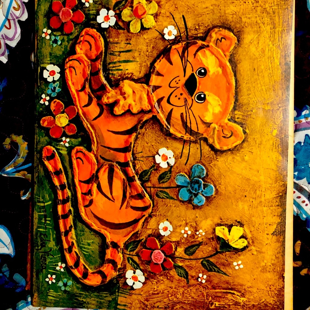 Edna Vierra vintage tiger lithograph print